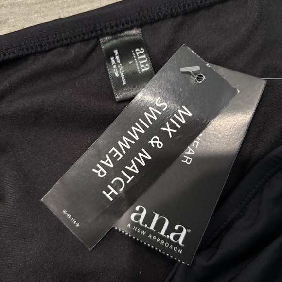 a.n.a Swimwear Bikini Bottom Mix & Match Solid Black Skirt Women's Size L NWT - Picture 5 of 5